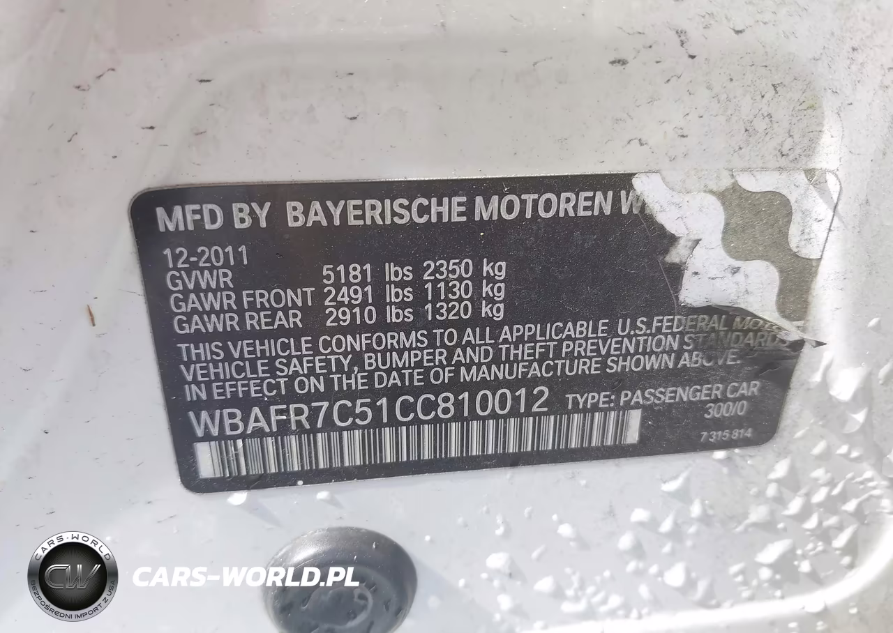 2012 BMW 535I VIN:WBAFR7C51CC810012 - 9