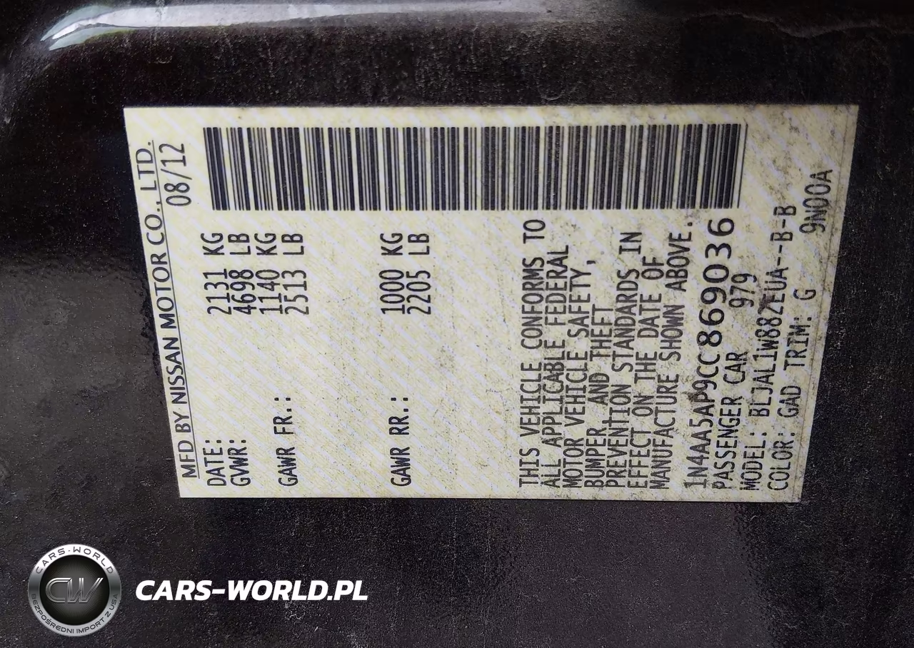 2012 Nissan Maxima 3.5 Sv VIN:1N4AA5AP9CC869036 - 9
