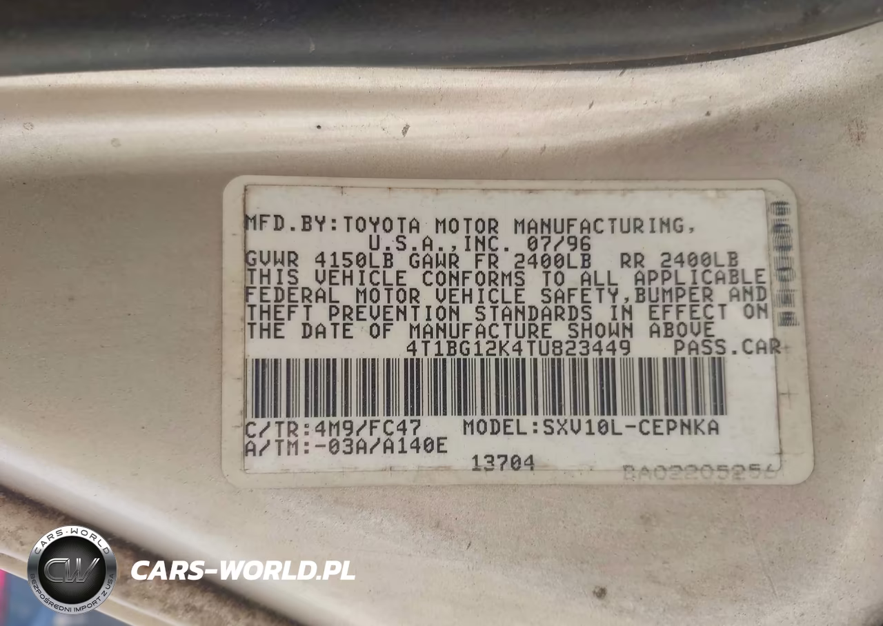 1996 Toyota Camry Dx-Le-Xle VIN:4T1BG12K4TU823449 - 12