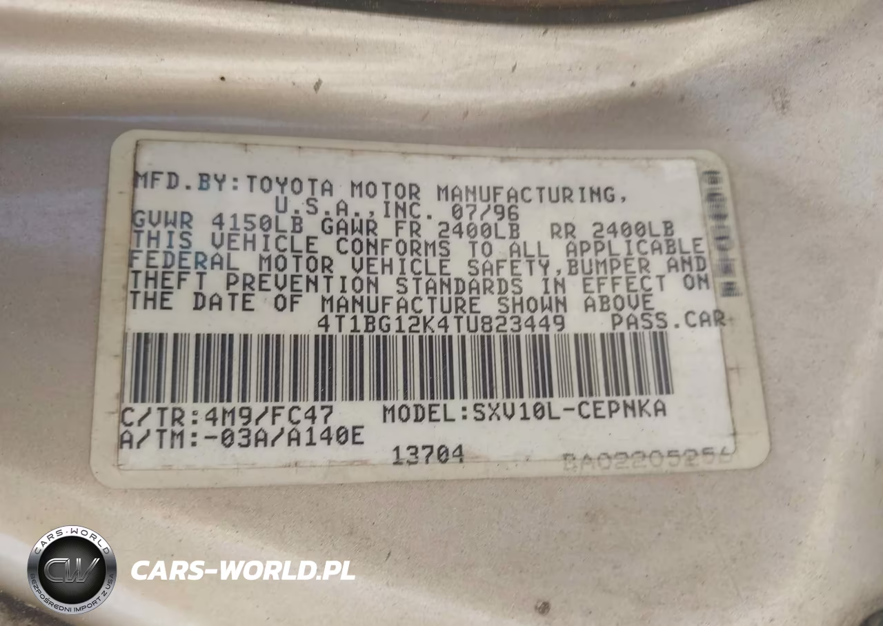 1996 Toyota Camry Dx-Le-Xle VIN:4T1BG12K4TU823449 - 9