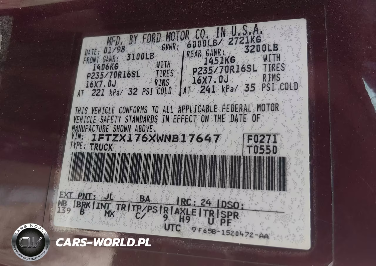 1998 Ford F-150 Lariat-Standard-Xl-Xlt VIN:1FTZX176XWNB17647 - 9