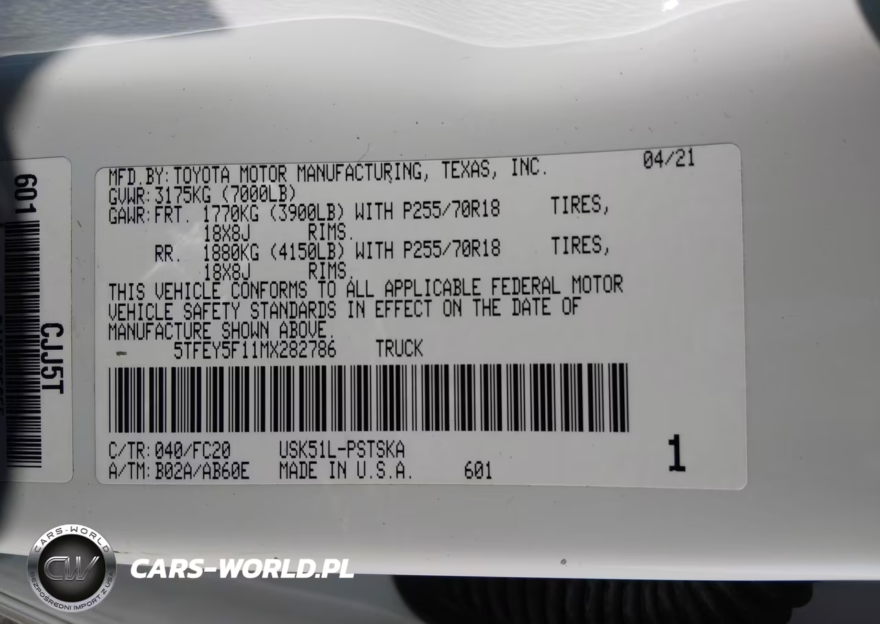 2021 Toyota Tundra Sr5 VIN:5TFEY5F11MX282786 - 9