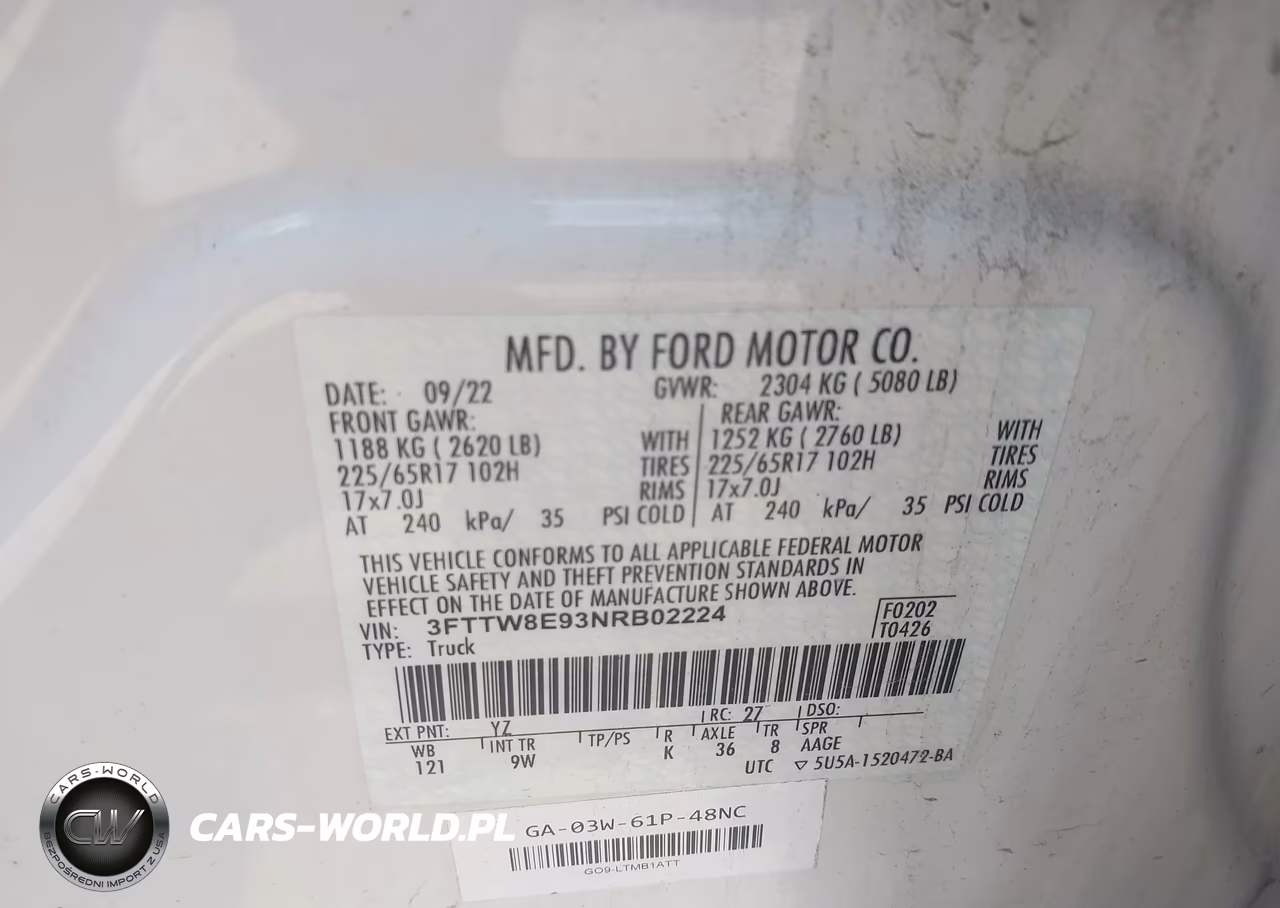 2022 Ford Maverick Xl VIN:3FTTW8E93NRB02224 - 9