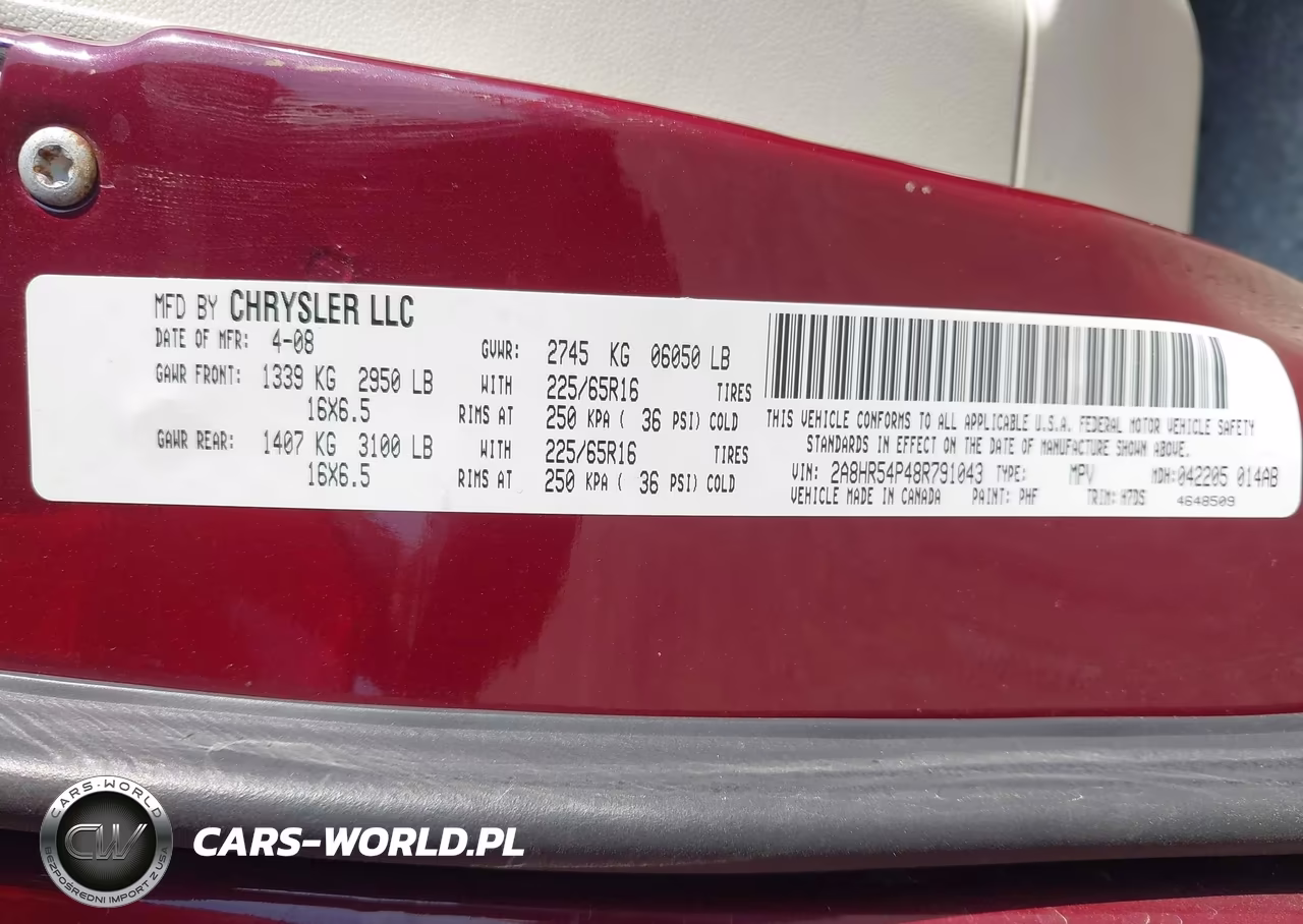 2008 Chrysler Town & Country Touring VIN:2A8HR54P48R791043 - 9
