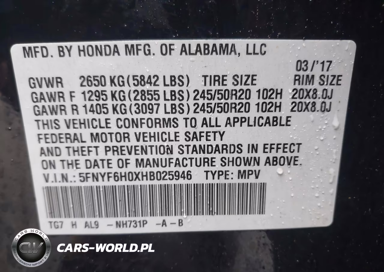2017 Honda Pilot Elite VIN:5FNYF6H0XHB025946 - 9