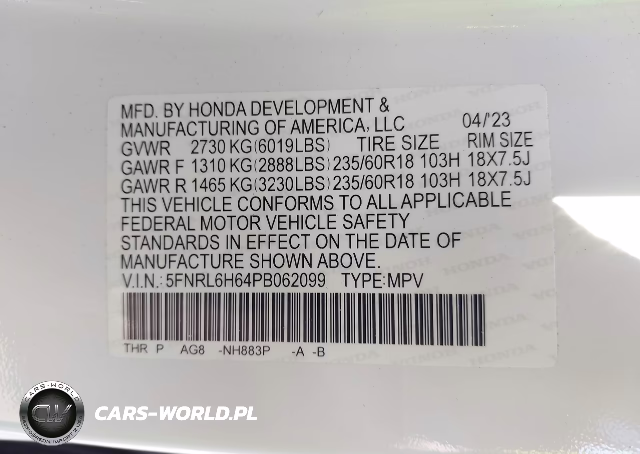 2023 Honda Odyssey Ex-L VIN:5FNRL6H64PB062099 - 9