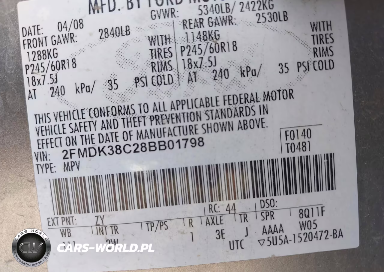 2008 Ford Edge Sel VIN:2FMDK38C28BB01798 - 9