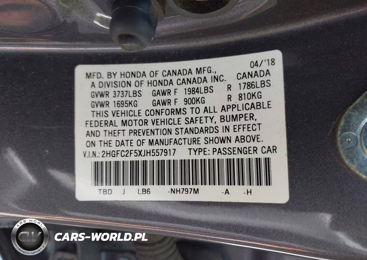 2018 Honda Civic Lx VIN:2HGFC2F5XJH557917 - 9