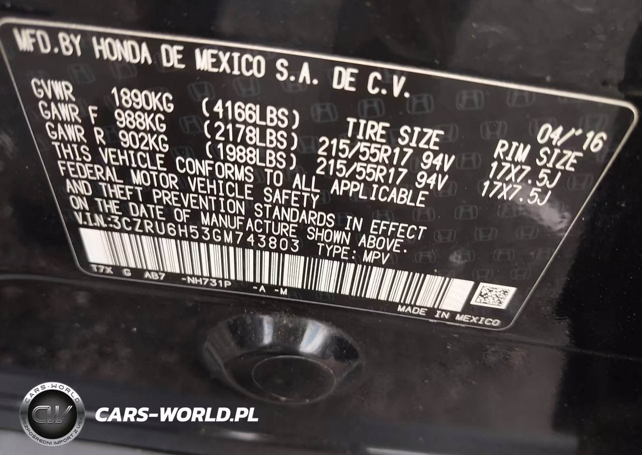 2016 Honda Hr-V Ex VIN:3CZRU6H53GM743803 - 9