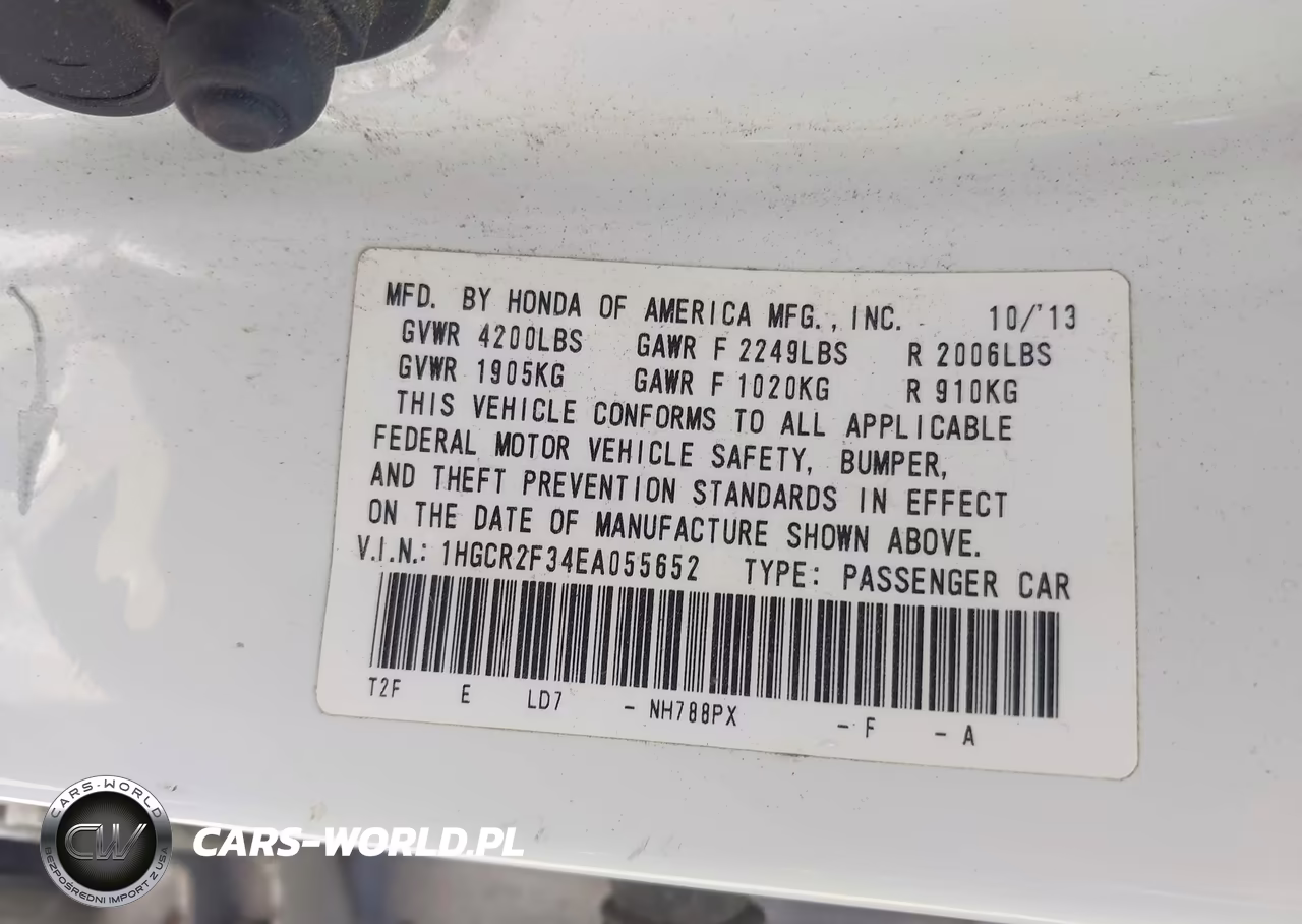 2014 Honda Accord Lx VIN:1HGCR2F34EA055652 - 9