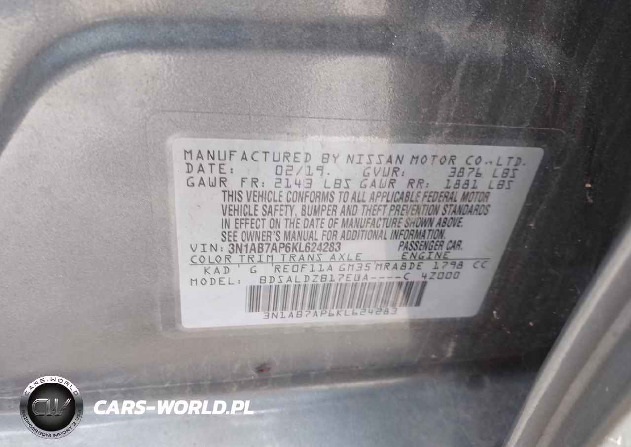 2019 Nissan Sentra Sv VIN:3N1AB7AP6KL624283 - 9