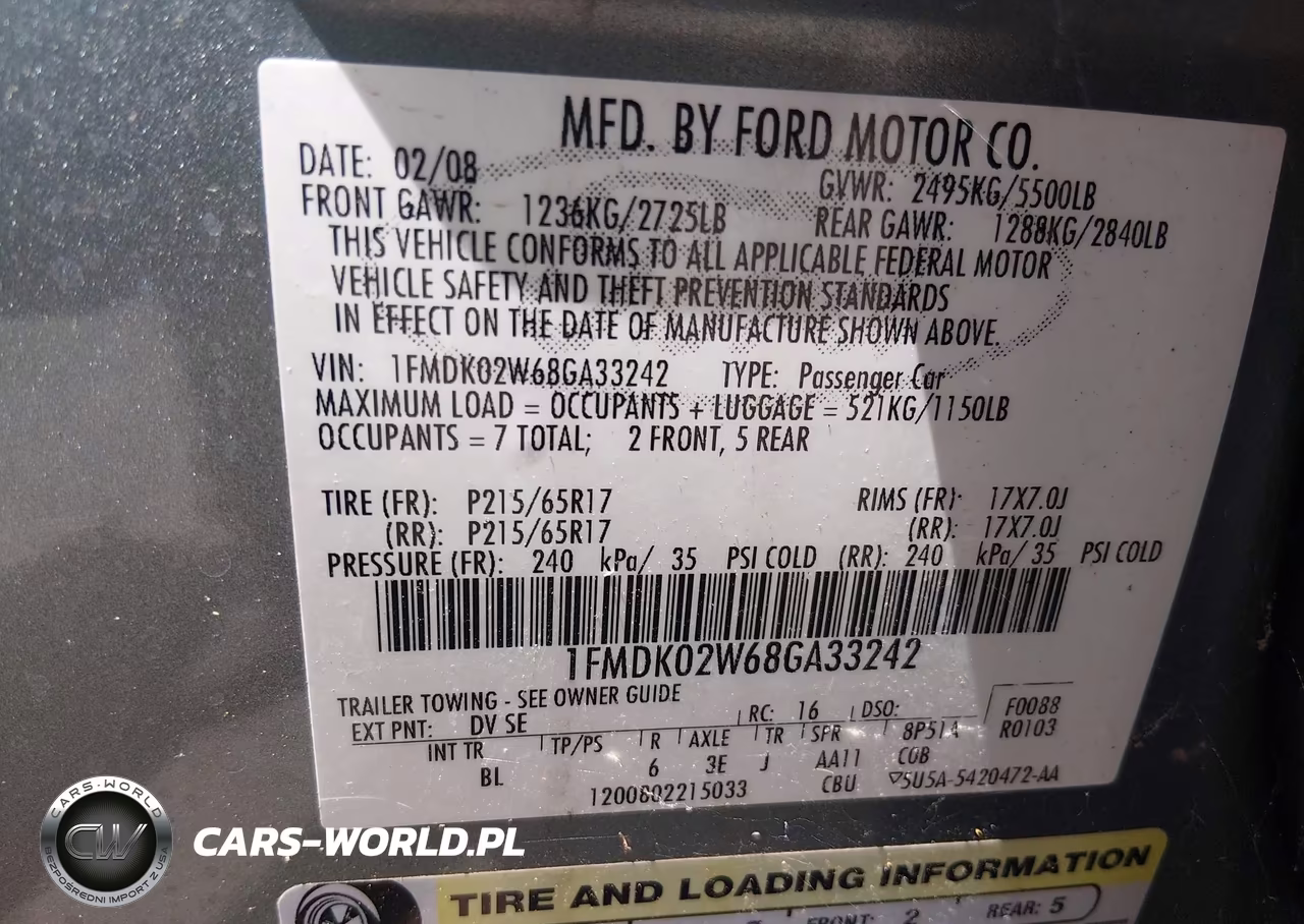 2008 Ford Taurus X Sel VIN:1FMDK02W68GA33242 - 9