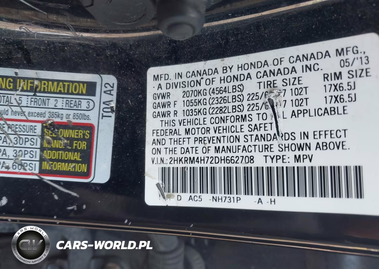 2013 Honda Cr-V Ex-L VIN:2HKRM4H72DH662708 - 9
