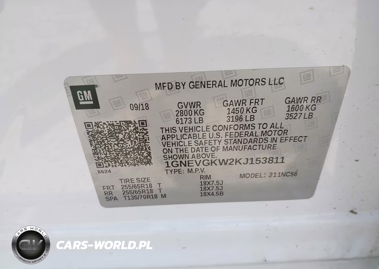 2019 Chevrolet Traverse 1Lt VIN:1GNEVGKW2KJ153811 - 9