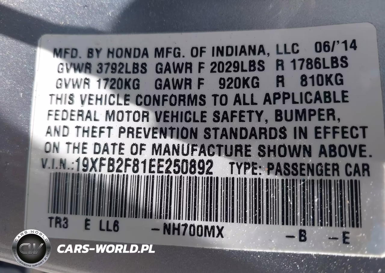 2014 Honda Civic Ex VIN:19XFB2F81EE250892 - 9
