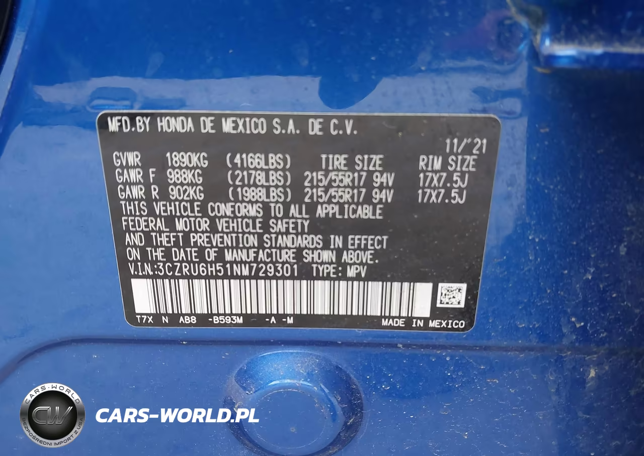 2022 Honda Hr-V Awd Ex VIN:3CZRU6H51NM729301 - 9