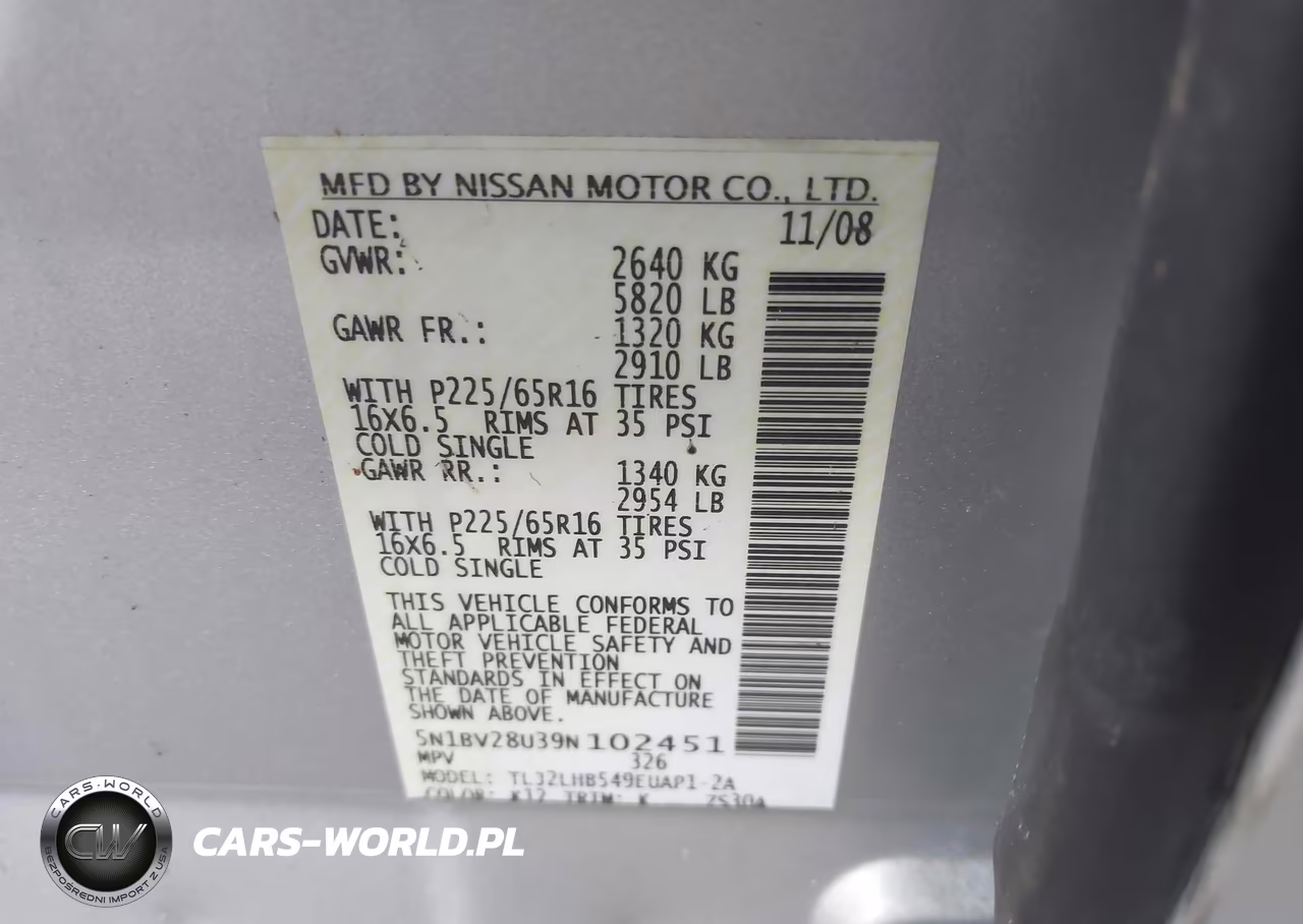 2009 Nissan Quest 3.5 S VIN:5N1BV28U39N102451 - 9