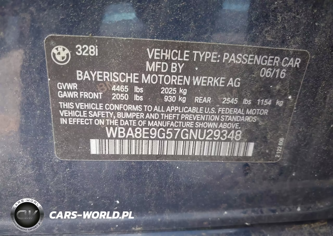 2016 BMW 328I VIN:WBA8E9G57GNU29348 - 9