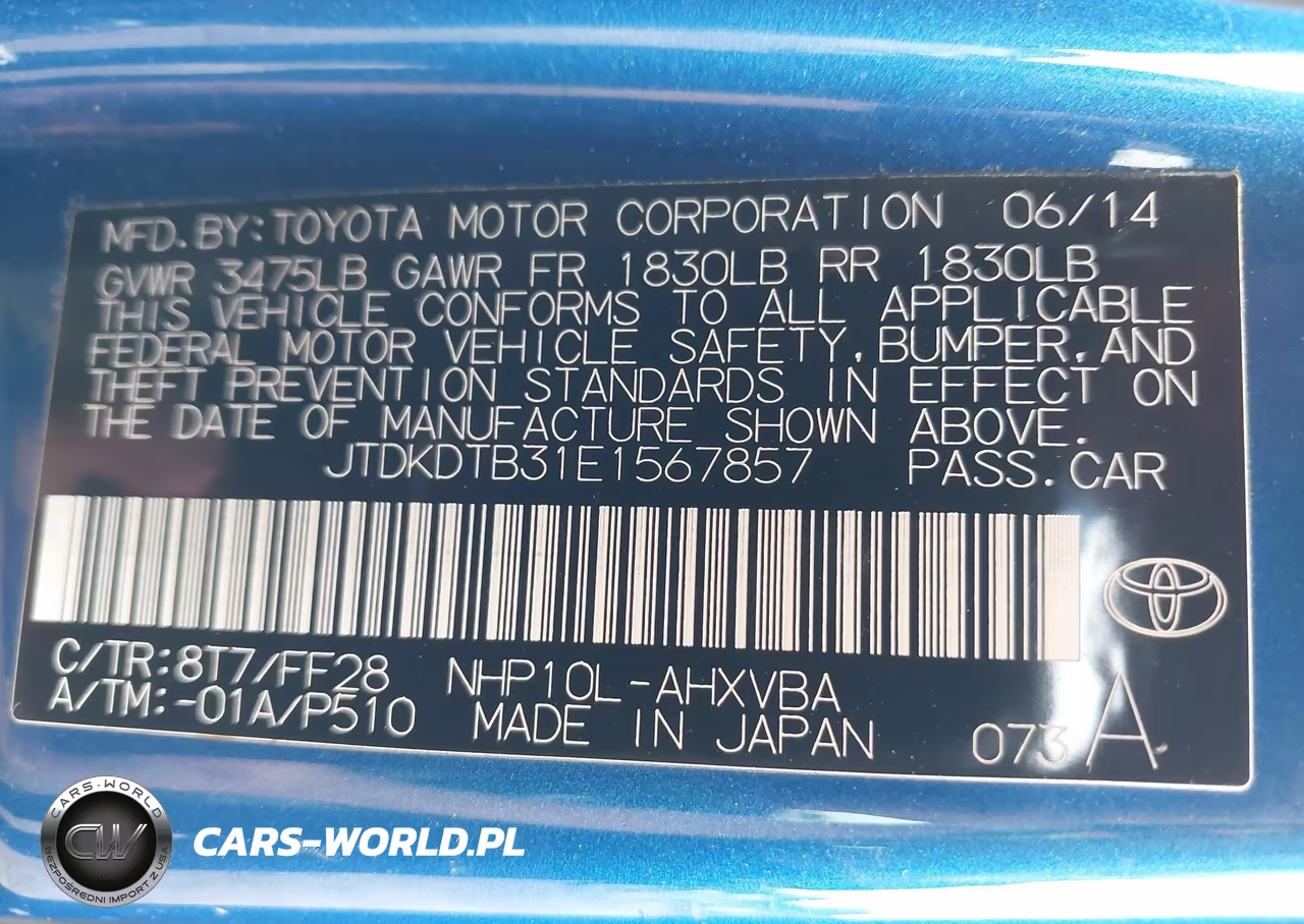 2014 Toyota Prius C Two VIN:JTDKDTB31E1567857 - 9