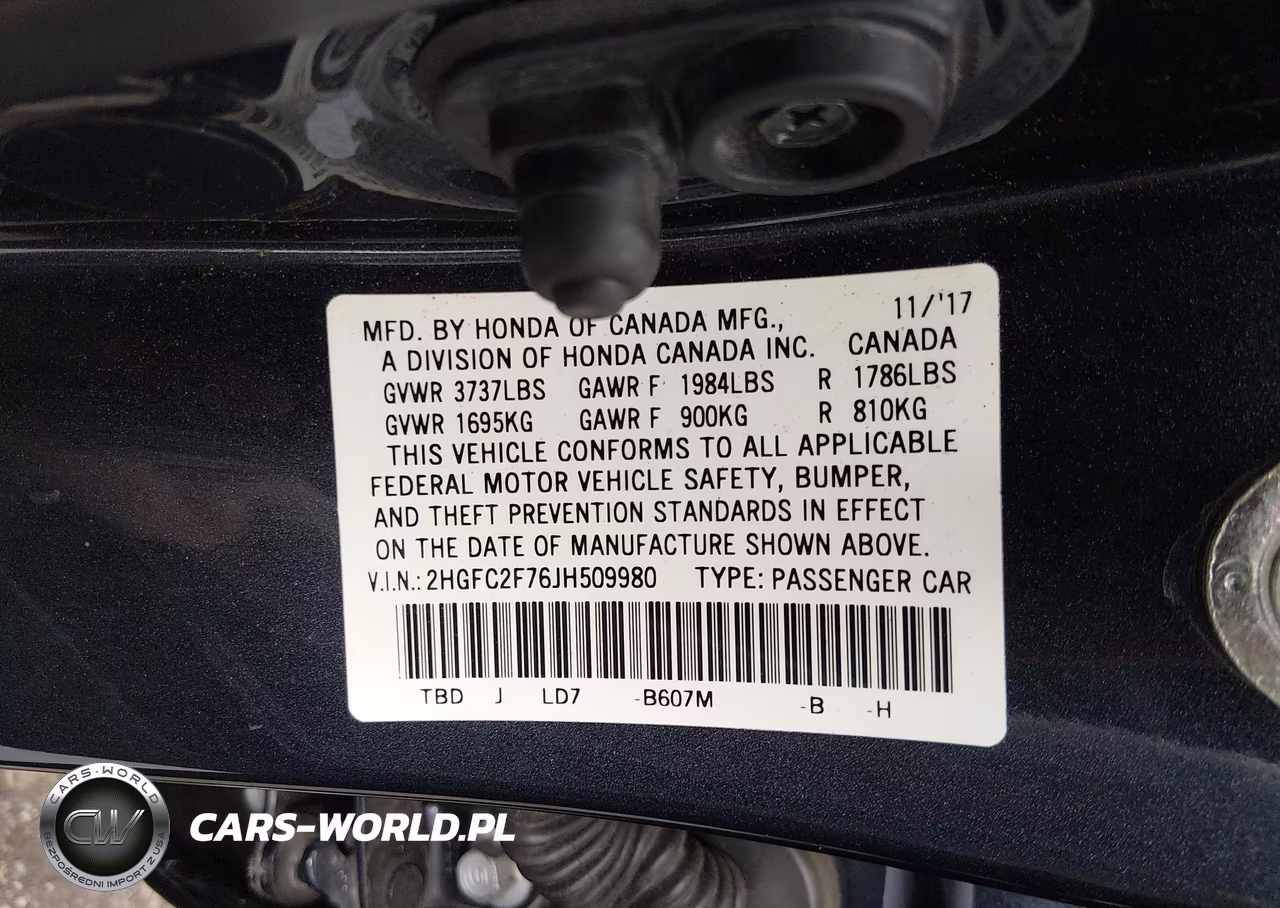 2018 Honda Civic Ex VIN:2HGFC2F76JH509980 - 9