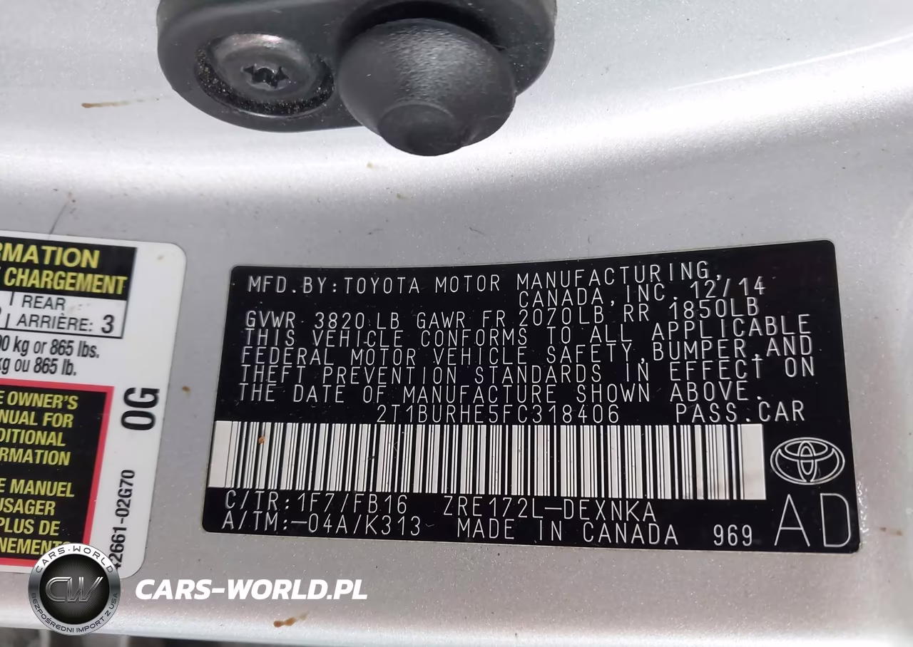 2015 Toyota Corolla Le VIN:2T1BURHE5FC318406 - 9