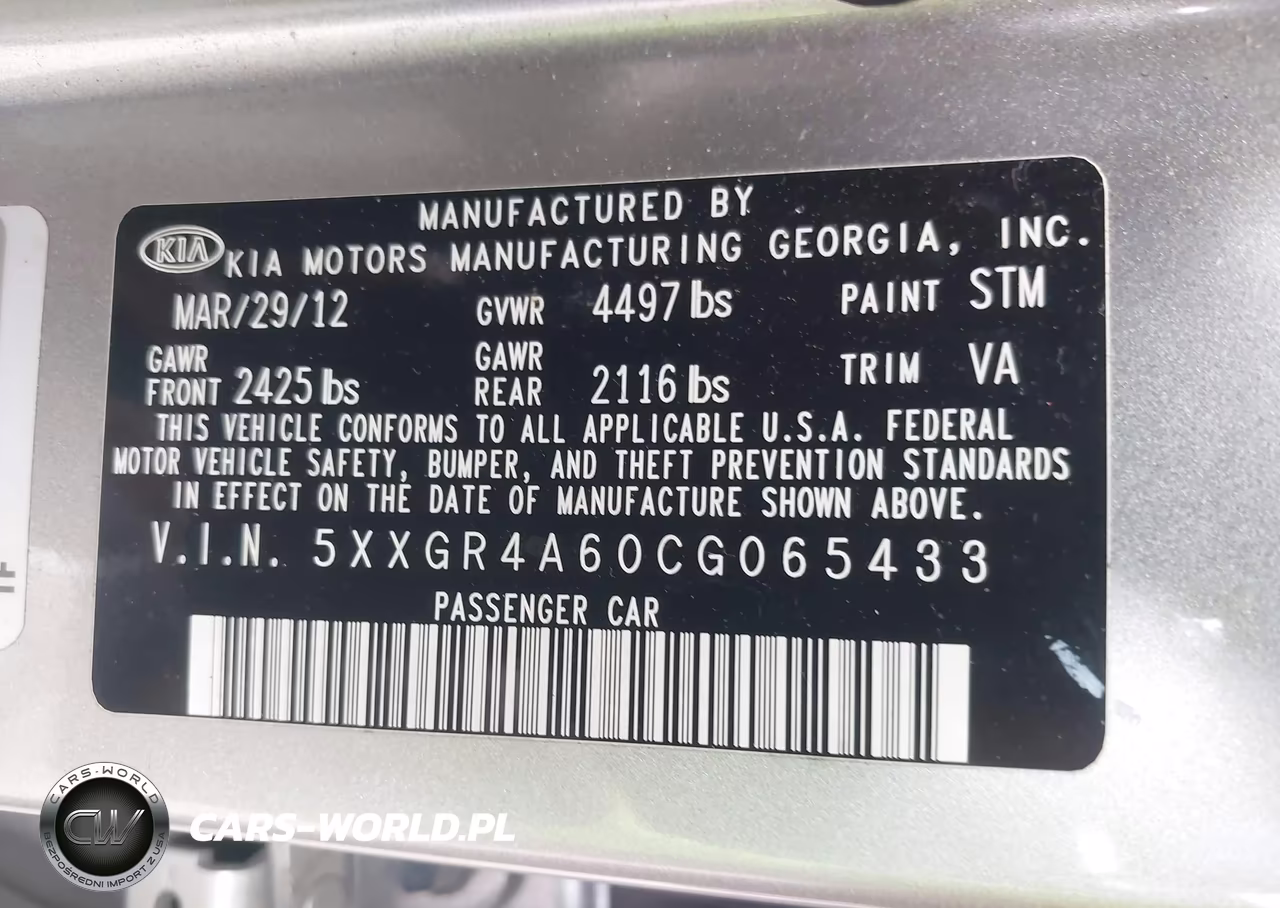2012 Kia Optima Sx VIN:5XXGR4A60CG065433 - 9