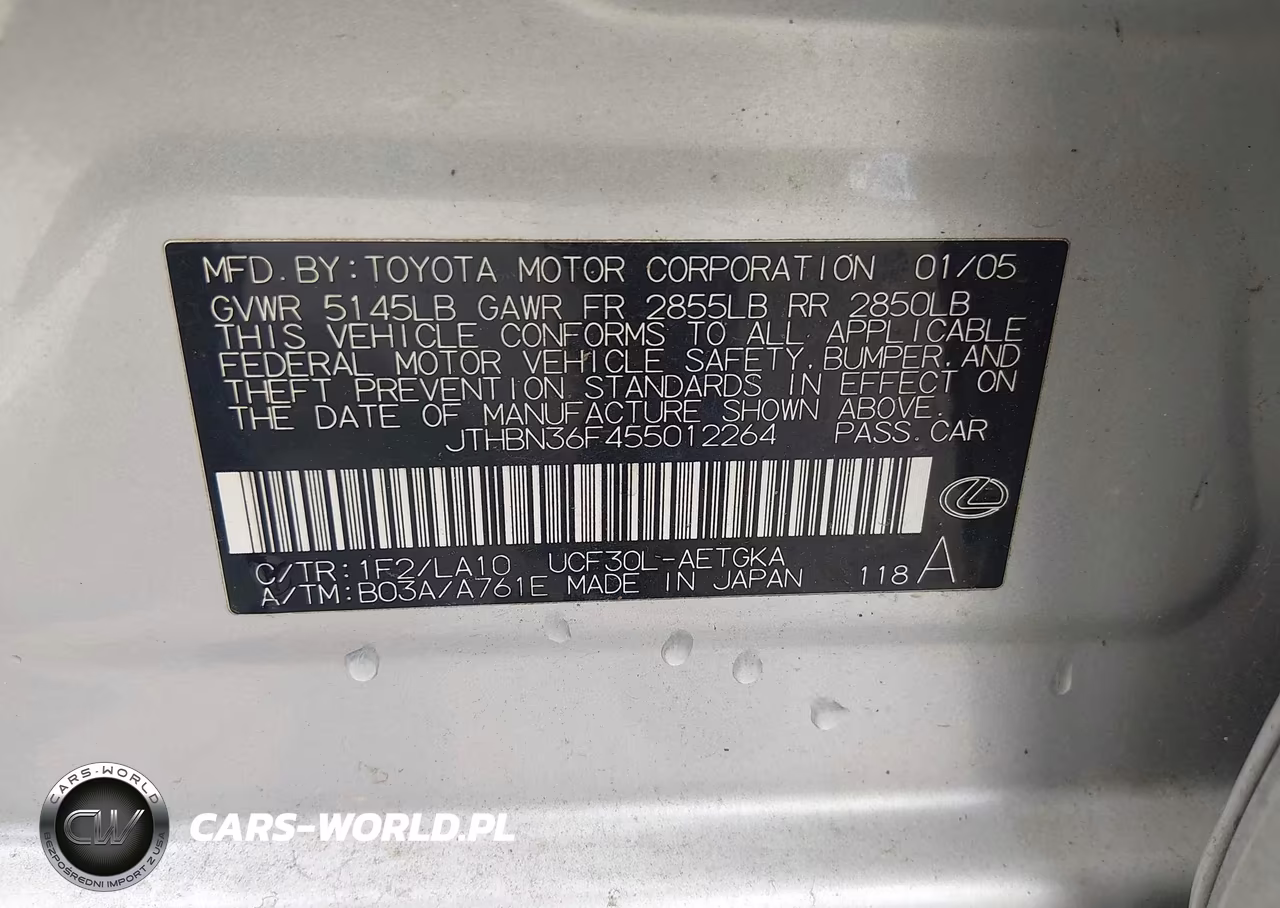 2005 Lexus Ls 430 VIN:JTHBN36F455012264 - 9