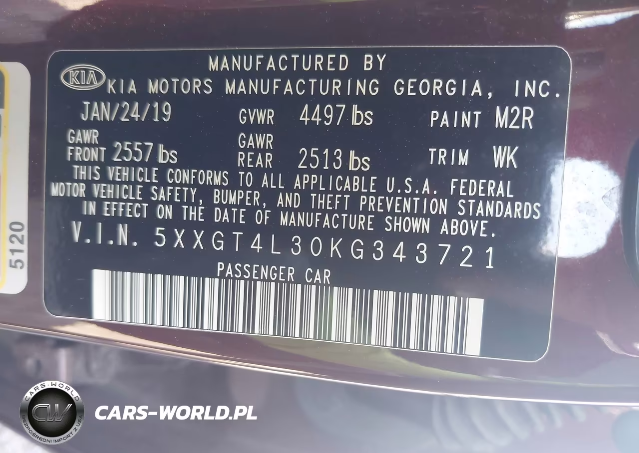 2019 Kia Optima Lx VIN:5XXGT4L30KG343721 - 9