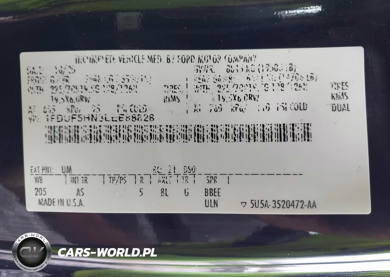 2020 Ford F-550 Chassis Xl VIN:1FDUF5HN3LEE88828 - 8