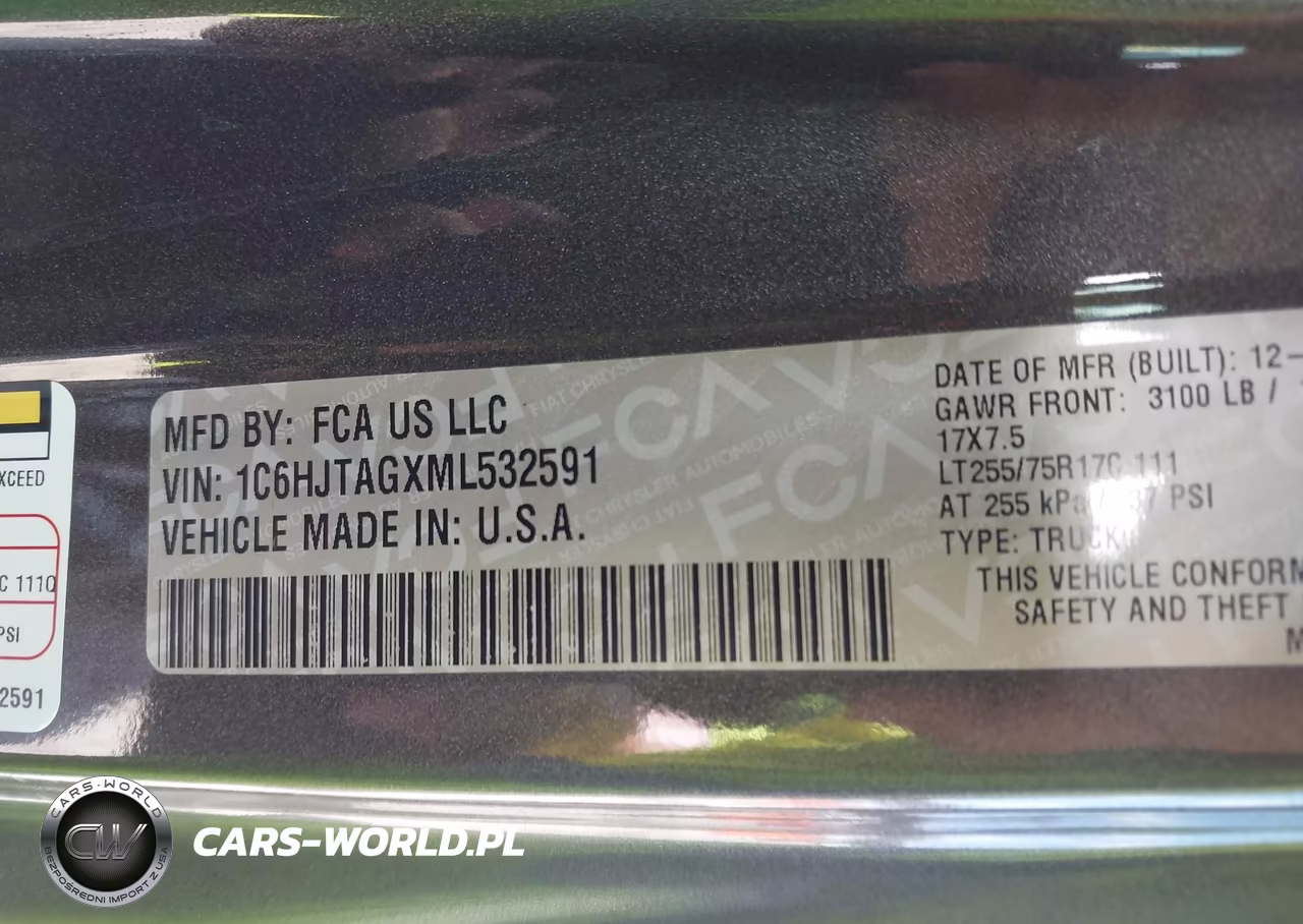 2021 Jeep Gladiator Willys 4X4 VIN:1C6HJTAGXML532591 - 9