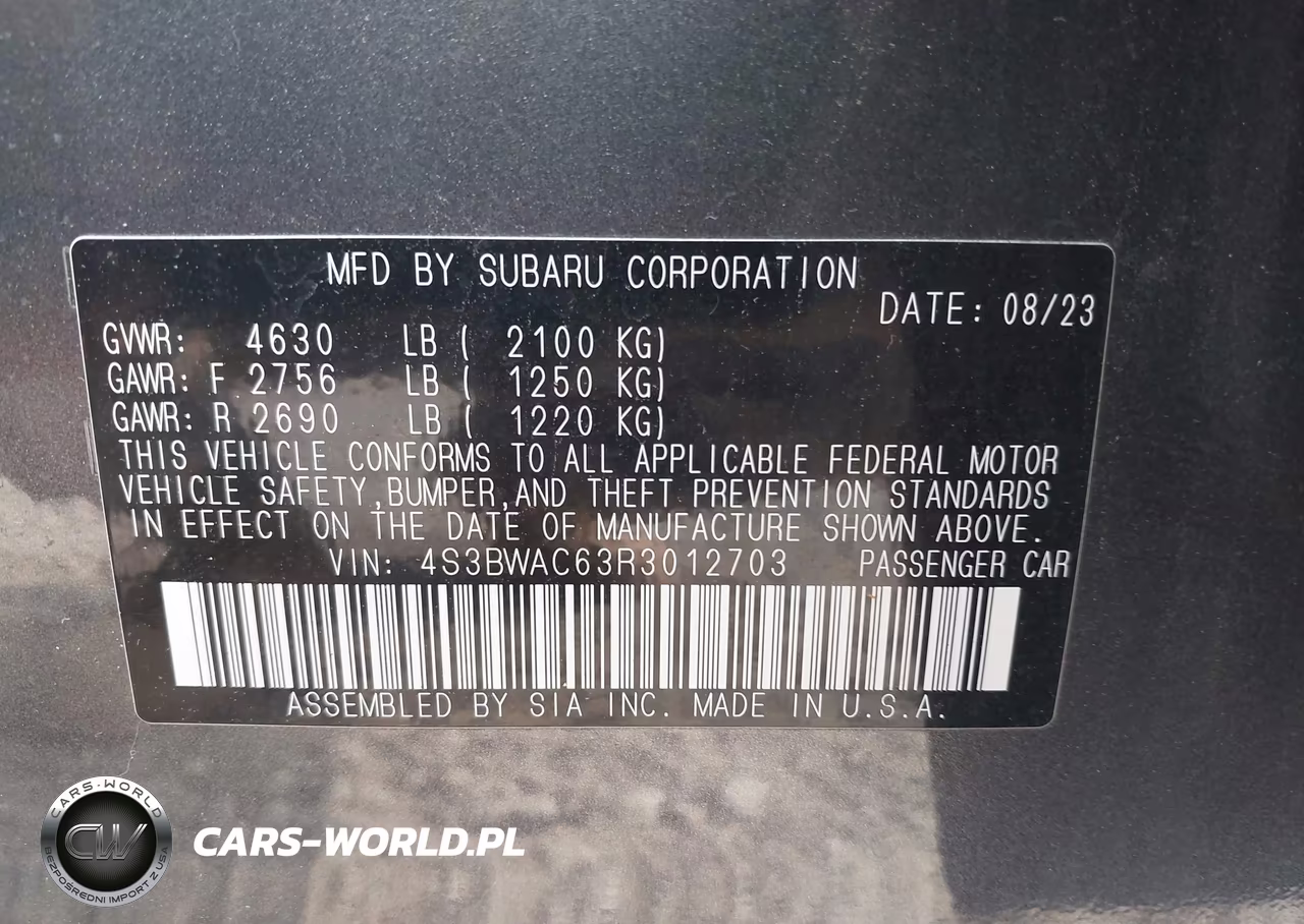 2024 Subaru Legacy Premium VIN:4S3BWAC63R3012703 - 9
