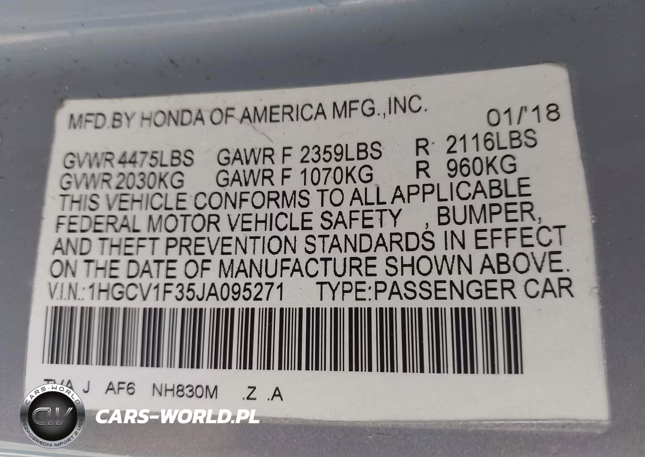 2018 Honda Accord Sport VIN:1HGCV1F35JA095271 - 9