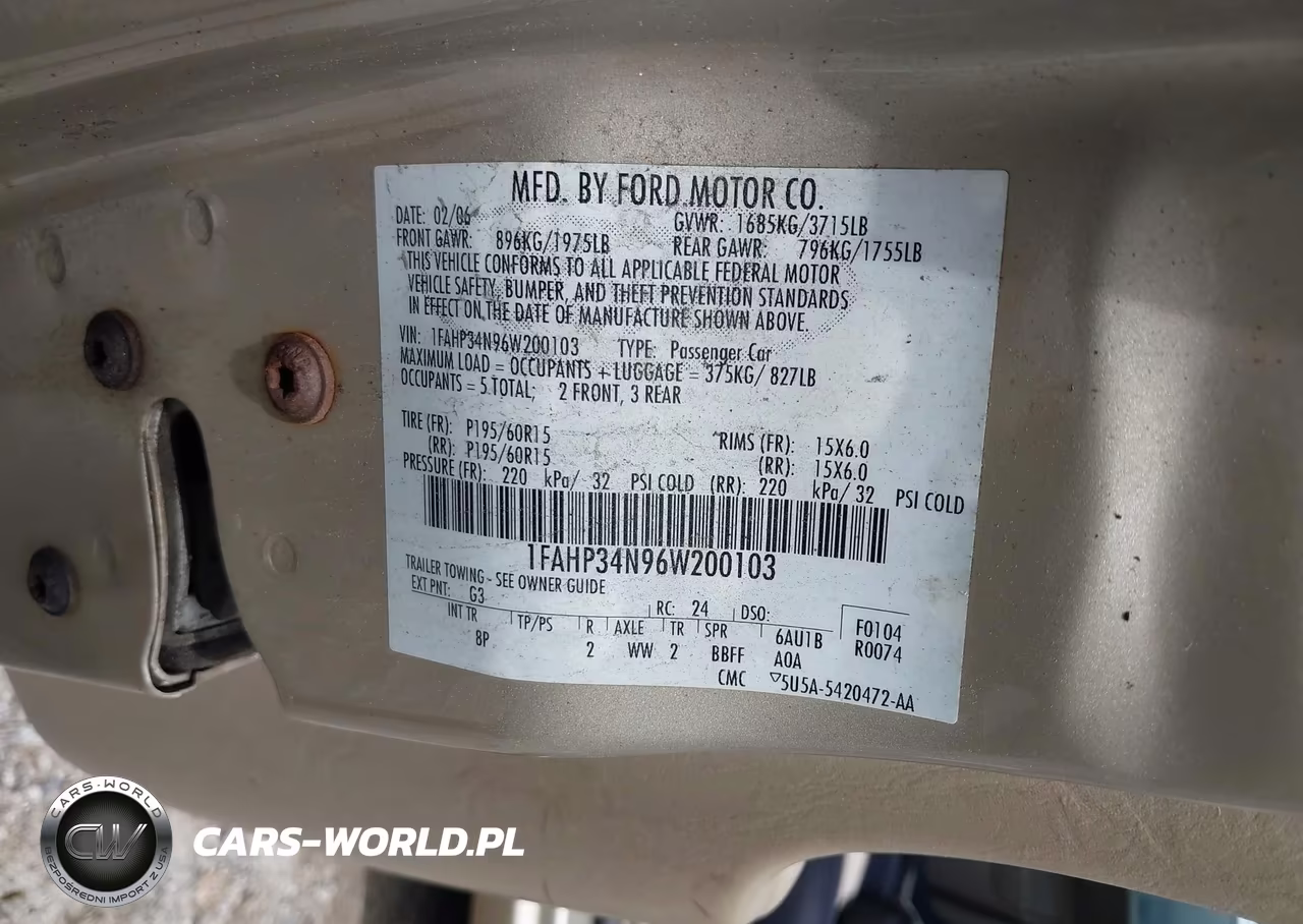 2006 Ford Focus Zx4 VIN:1FAHP34N96W200103 - 9