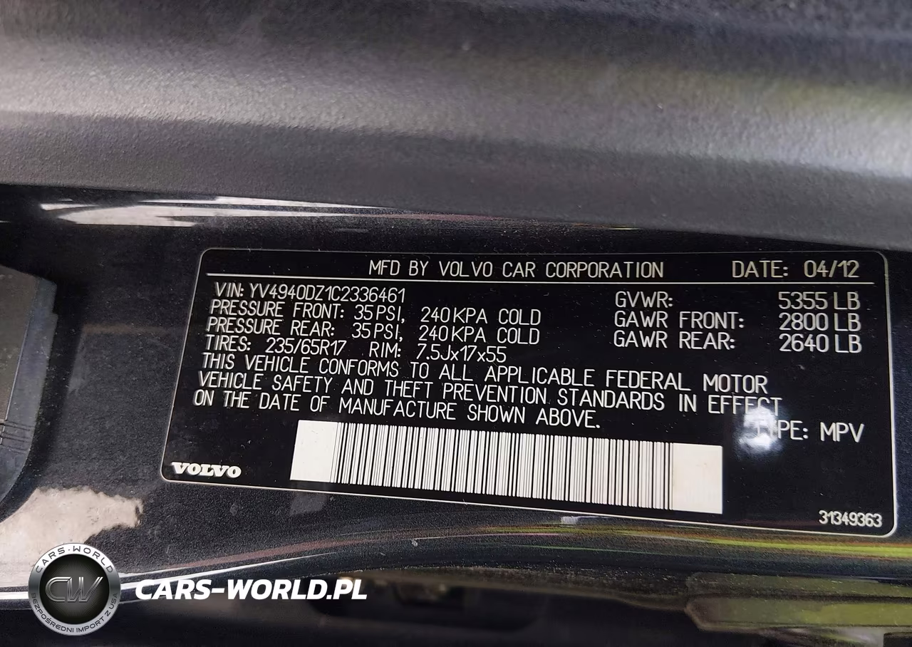 2012 Volvo Xc60 3.2-3.2 Platinum-3.2 Premier-3.2 Premier Plus VIN:YV4940DZ1C2336461 - 9