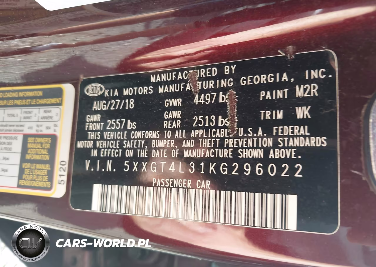 2019 Kia Optima Lx VIN:5XXGT4L31KG296022 - 9