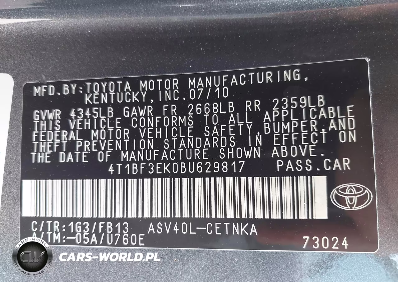 2011 Toyota Camry Le VIN:4T1BF3EK0BU629817 - 9