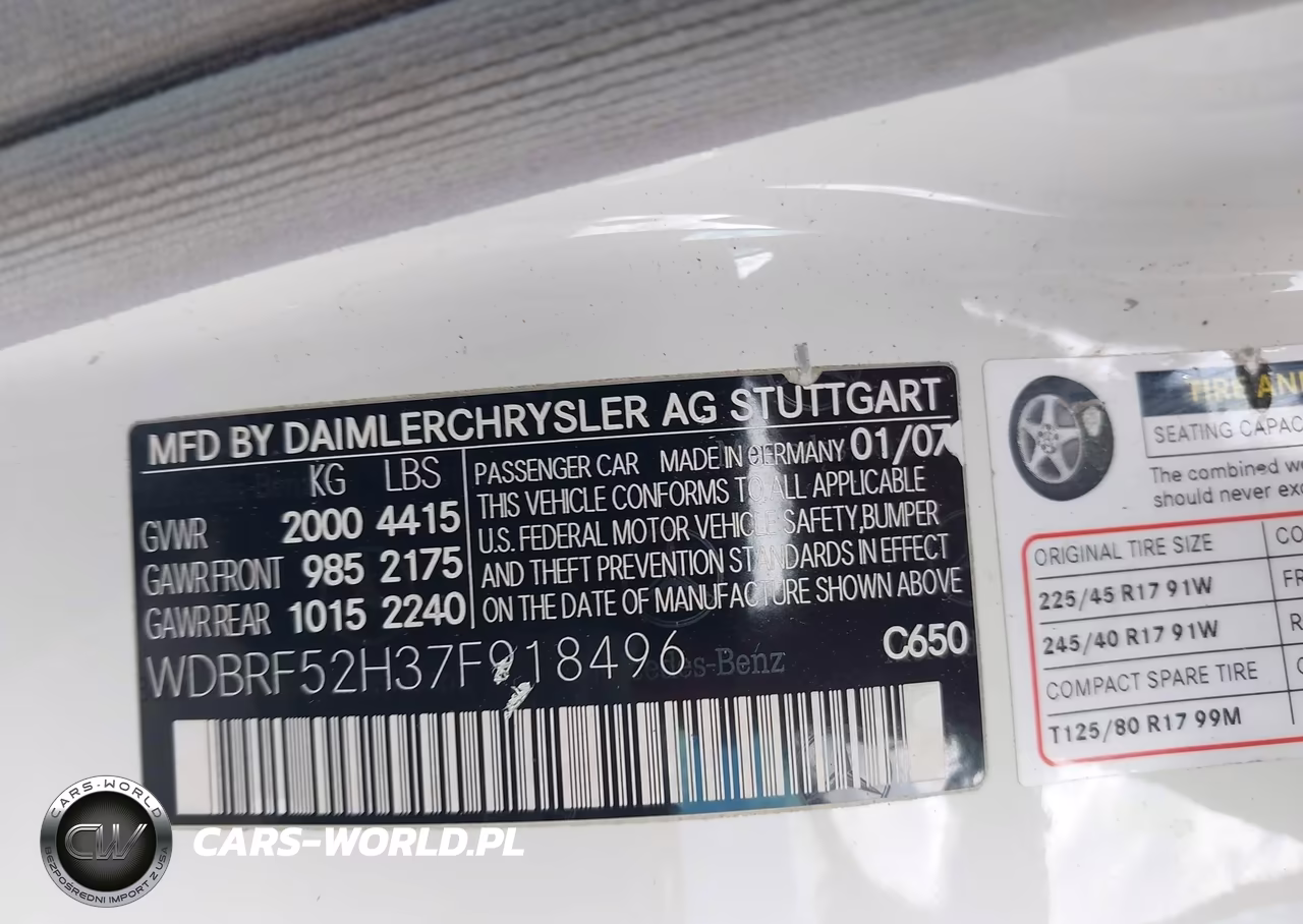 2007 Mercedes-Benz C 230 Sport VIN:WDBRF52H37F918496 - 9
