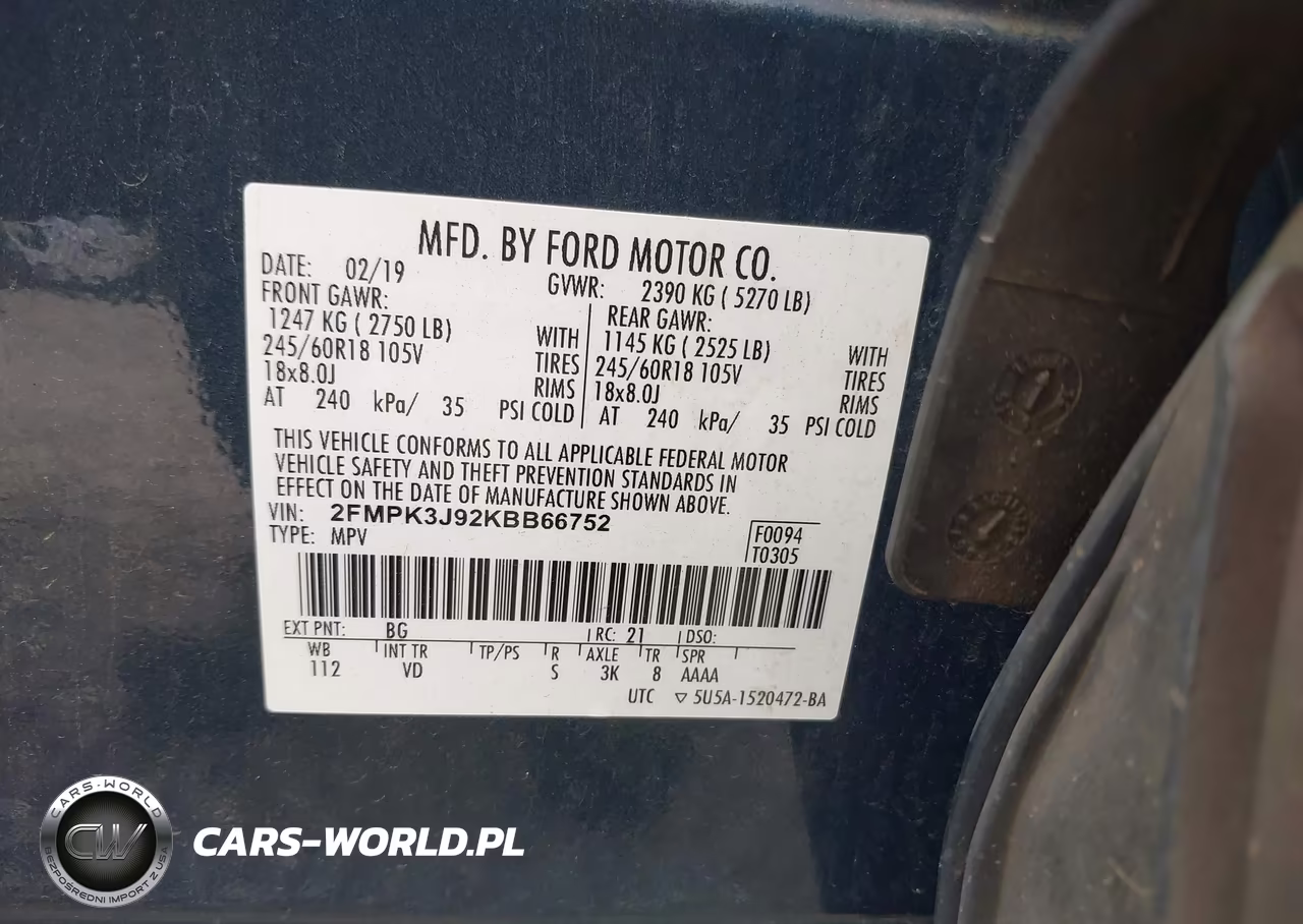 2019 Ford Edge Sel VIN:2FMPK3J92KBB66752 - 9