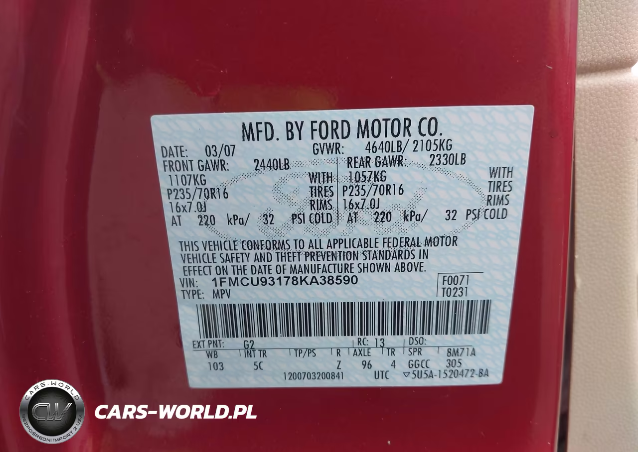 2008 Ford Escape Xlt VIN:1FMCU93178KA38590 - 9