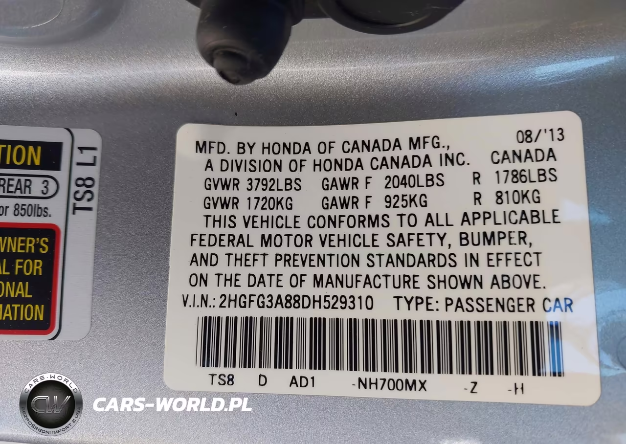 2013 Honda Civic Ex VIN:2HGFG3A88DH529310 - 9