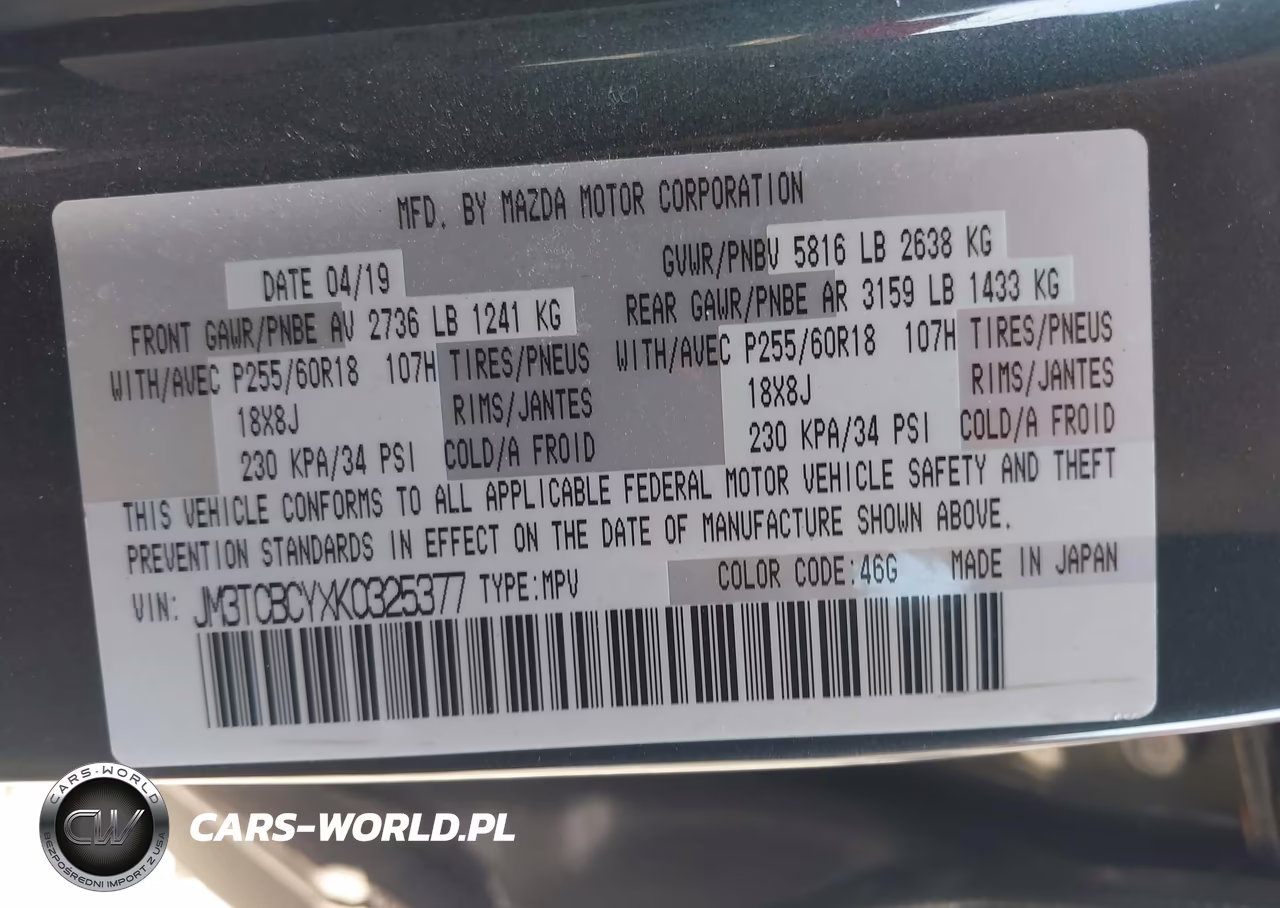 2019 Mazda Cx-9 Touring VIN:JM3TCBCYXK0325377 - 9