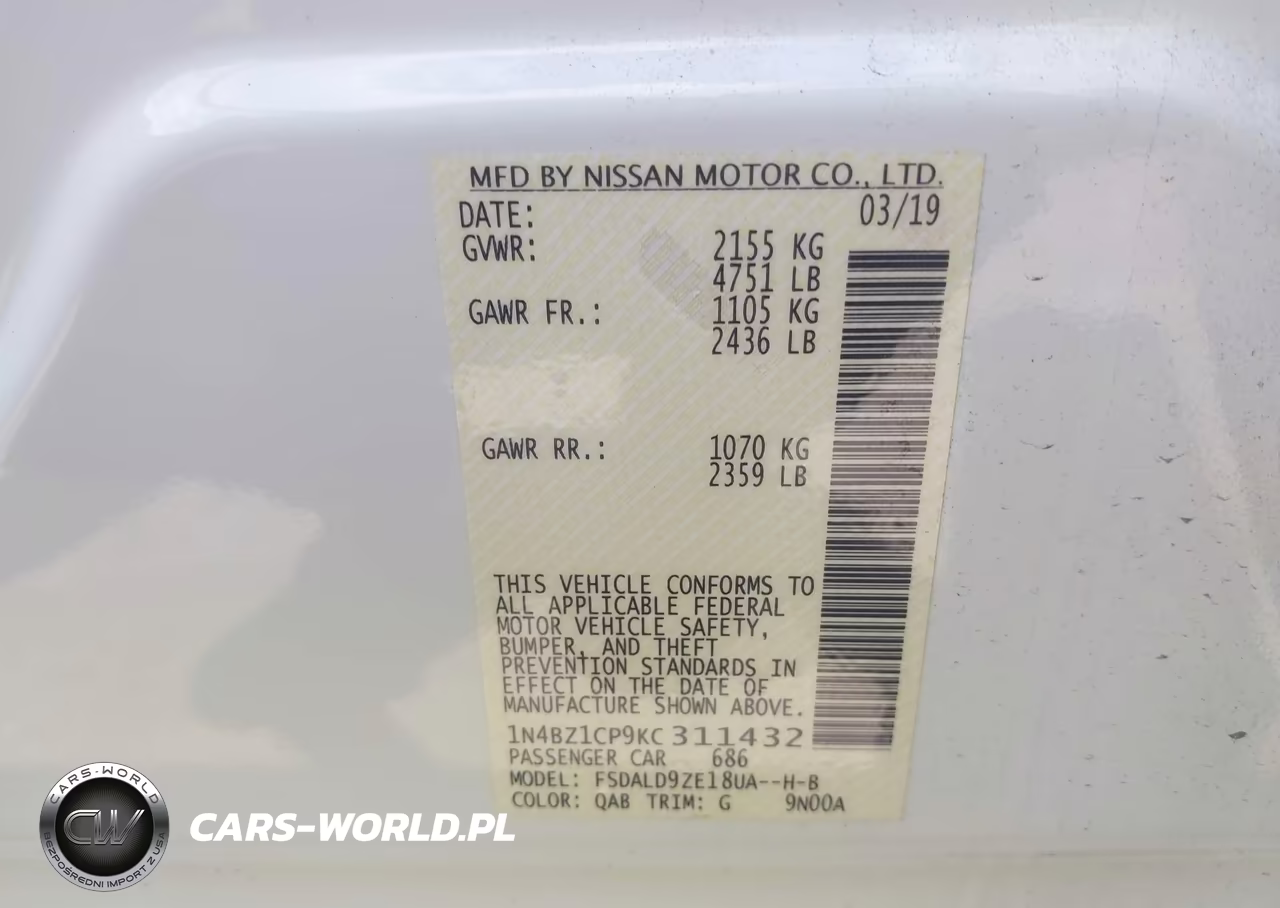 2019 Nissan Leaf Sv Plus VIN:1N4BZ1CP9KC311432 - 9
