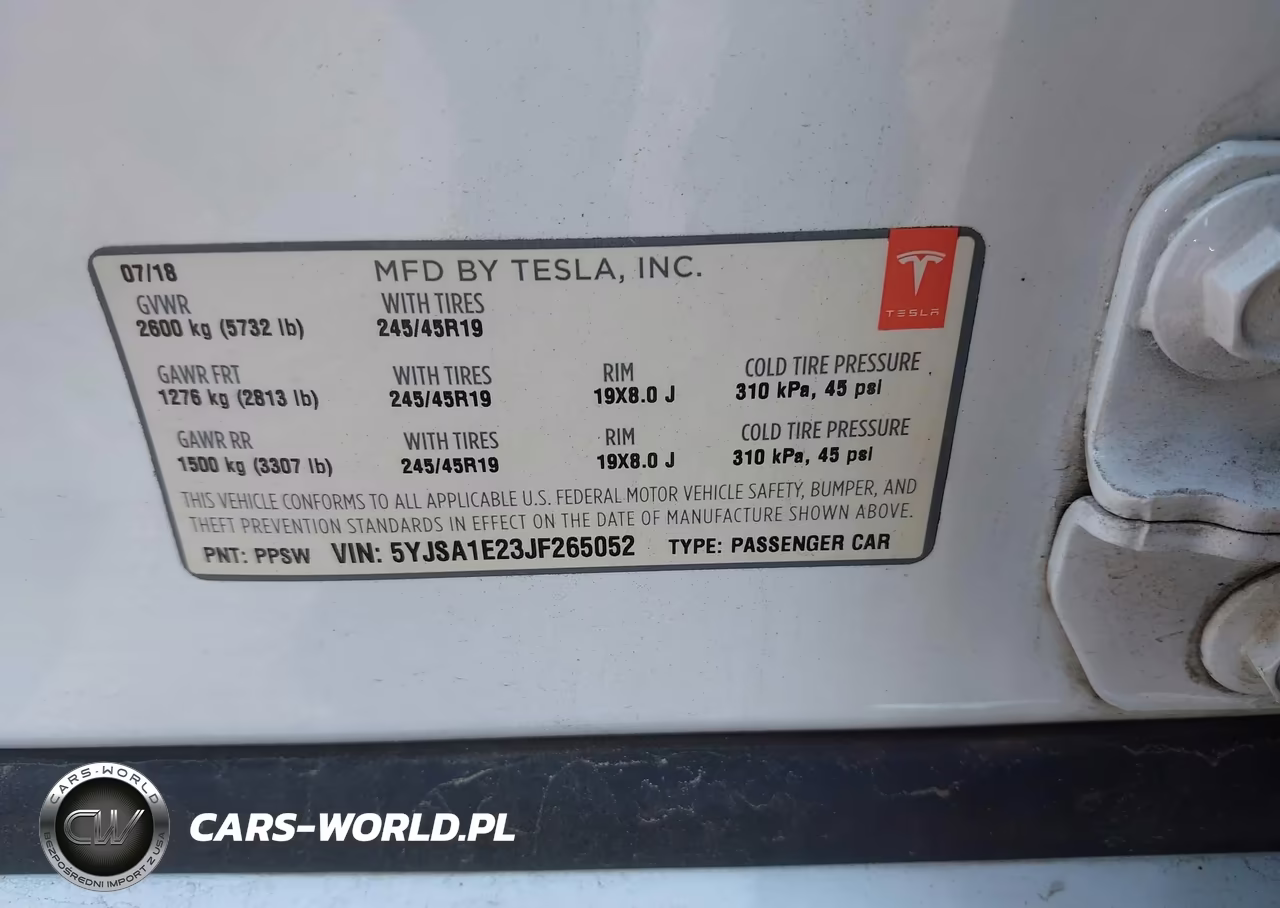 2018 Tesla Model S 100D-75D-P100D VIN:5YJSA1E23JF265052 - 9
