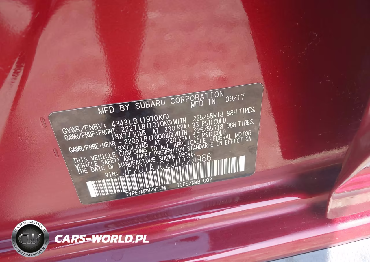 2018 Subaru Crosstrek 2.0I Limited VIN:JF2GTAJC2JH229966 - 9