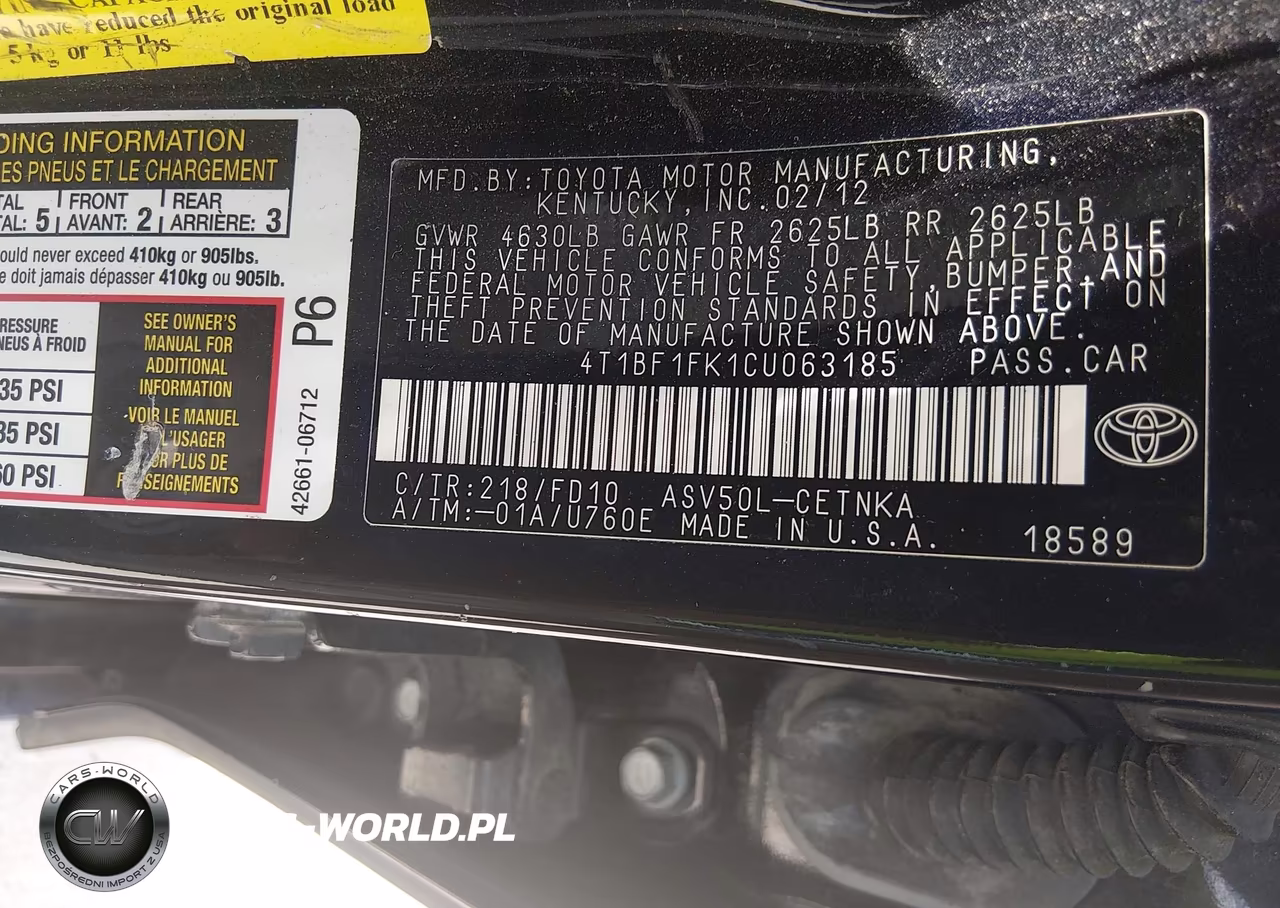 2012 Toyota Camry Le VIN:4T1BF1FK1CU063185 - 9