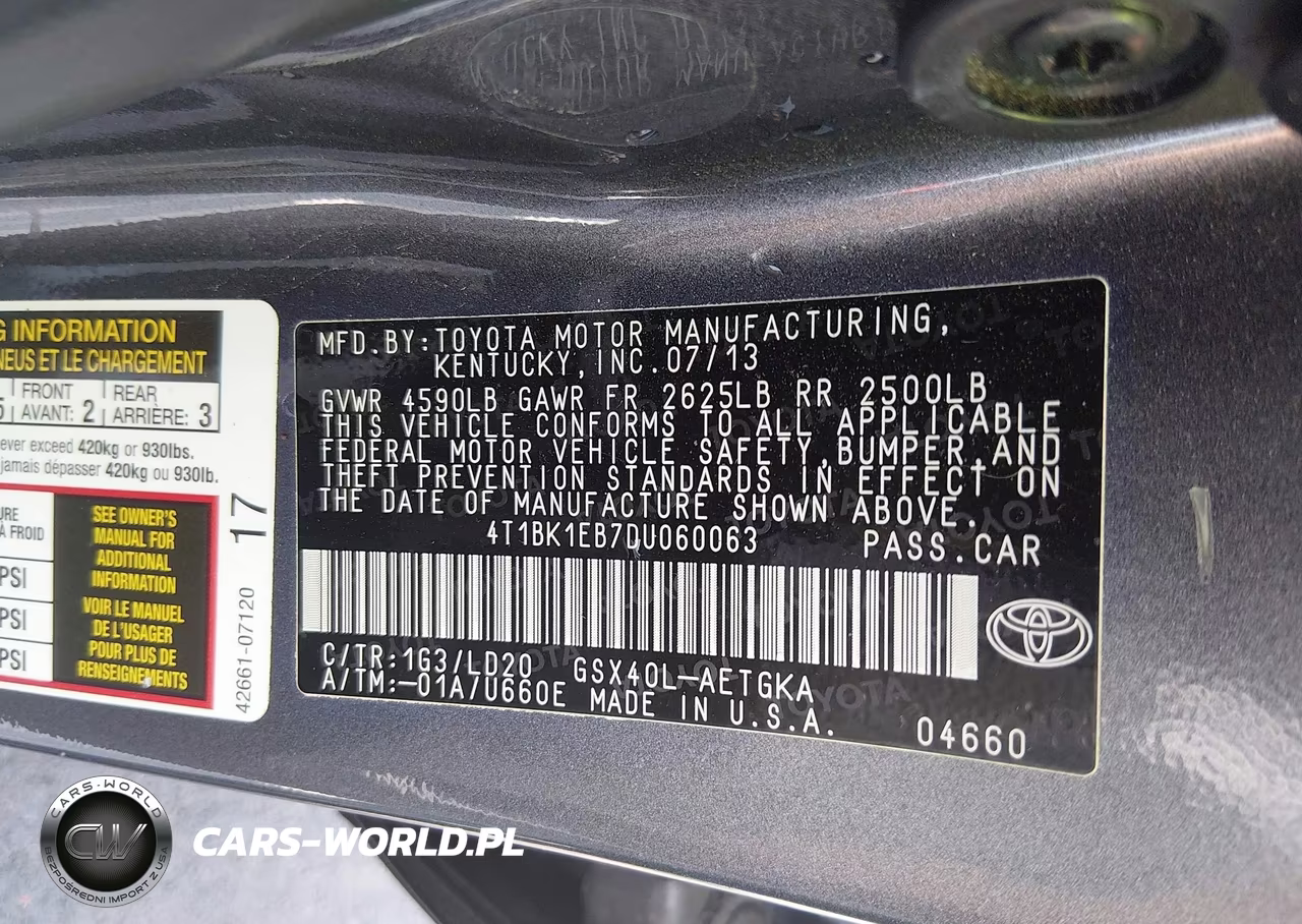2013 Toyota Avalon Xle VIN:4T1BK1EB7DU060063 - 9