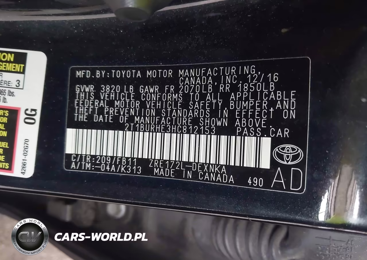 2017 Toyota Corolla Le VIN:2T1BURHE3HC812153 - 9