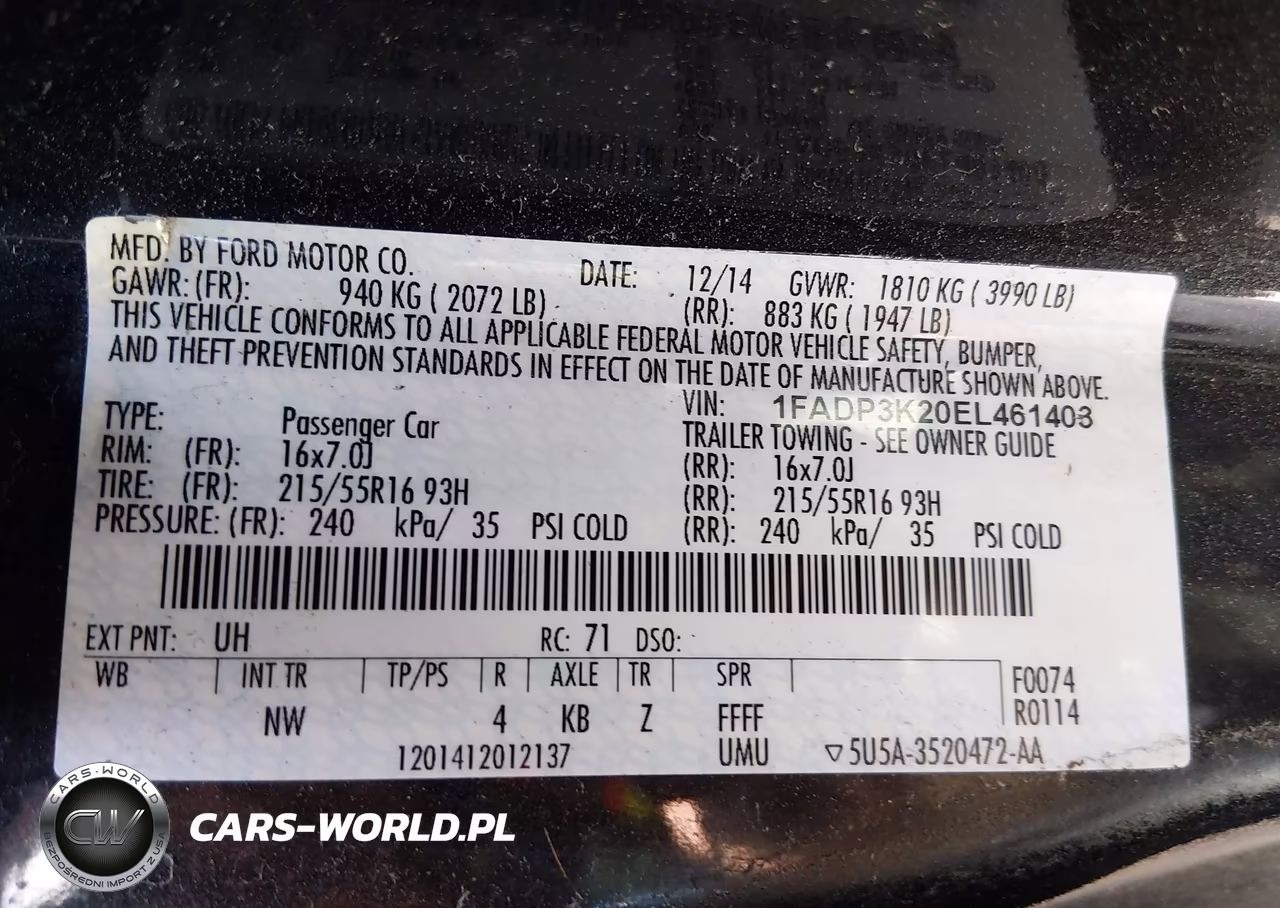 2014 Ford Focus Se VIN:1FADP3K20EL461403 - 9