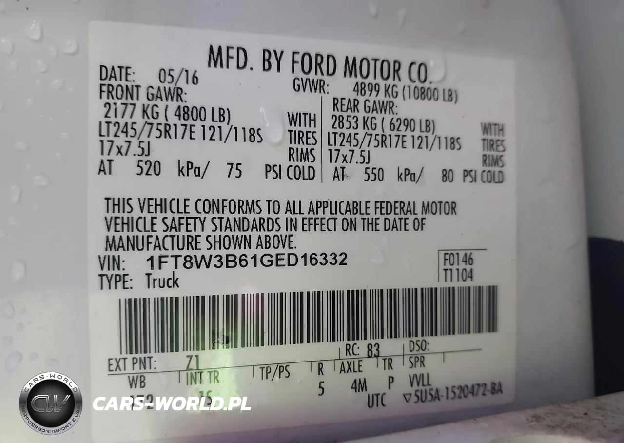 2016 Ford F-350 Xl VIN:1FT8W3B61GED16332 - 9