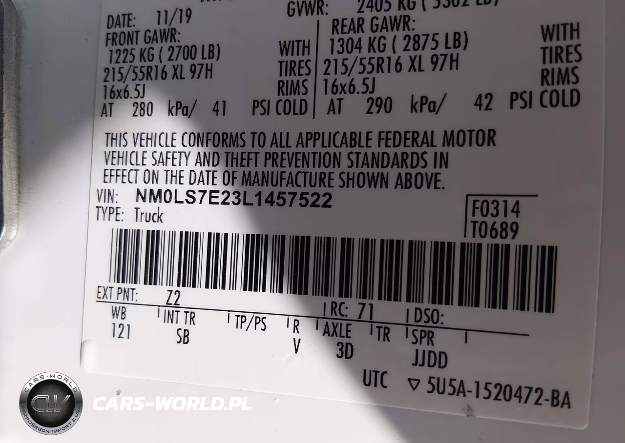 2020 Ford Transit Connect Xl VIN:NM0LS7E23L1457522 - 9